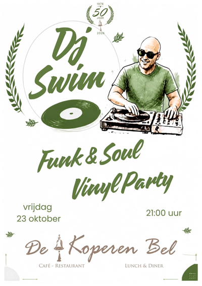 DJ Swim Vinyl Party 23 oktober 2026
